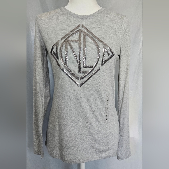 Ralph Lauren Tops - Laure Ralph Lauren Gray Sequin Long Sleeve Tee NWT